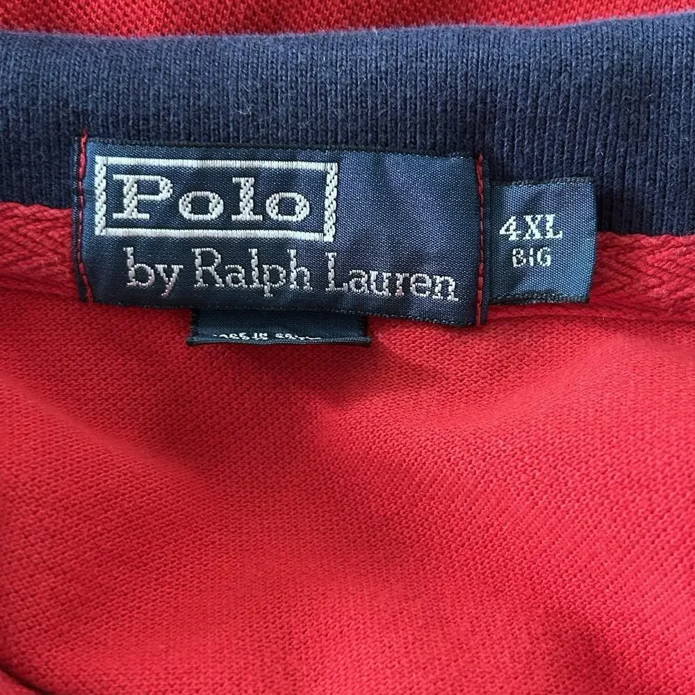 Polo Ralph Lauren 4XL Big Red Polo Shirt Flesh Pony Crest Rugby Preppy Cotton
